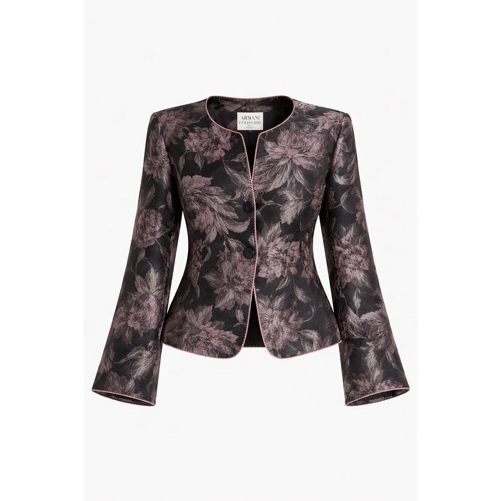 Y2K Jacqard Silk Blazer In Gray Silver Pink Women’s Armani Collezioni Size 4 S